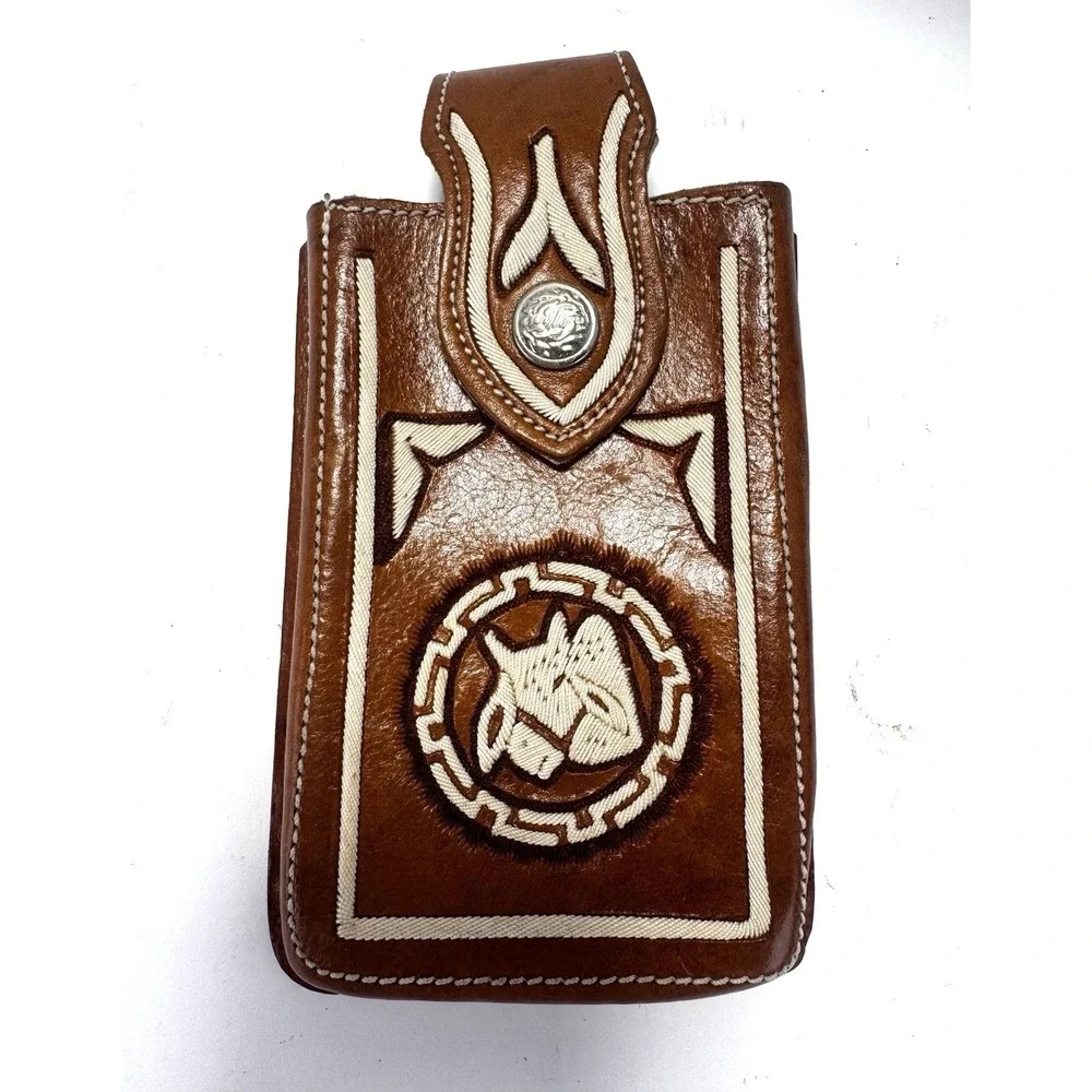 Western Piteado Style Belt & Holster Horse & Steer Embroidered Set